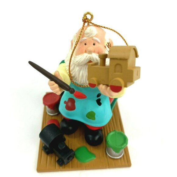 Vintage Westmar Ind Inc 1996 Christmas Ornament  Santa Painting Toys 2.5" - Picture 7 of 7